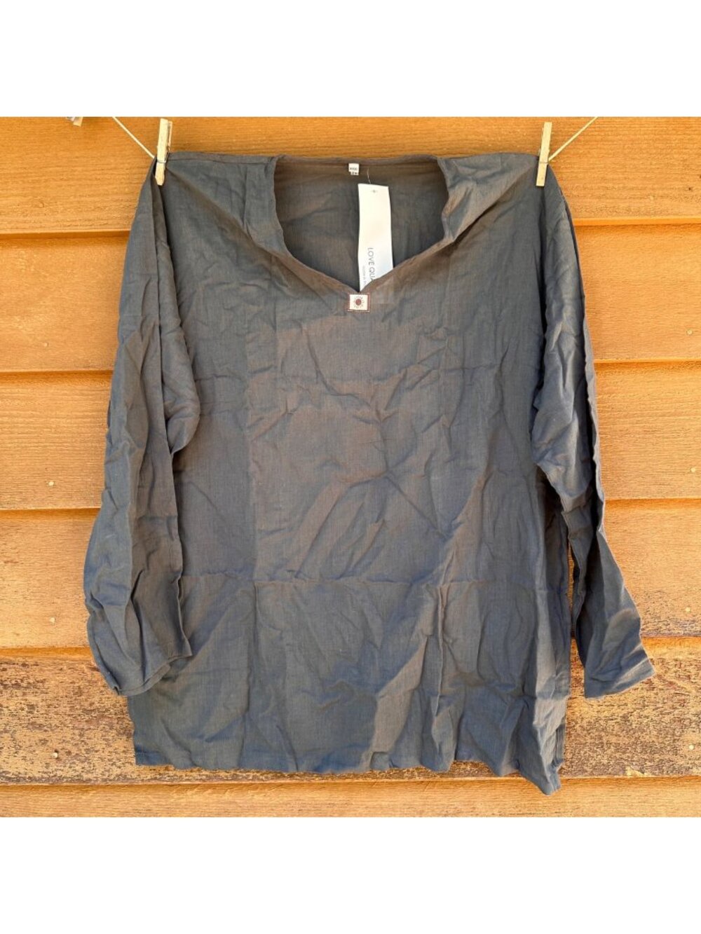 Love Quality Womens XXXL Lightweight Cotton 3/4 Sleeve Blouse Dark Gray Made In - Picture 1 of 5